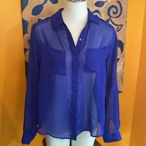 Sheer Royal Blue Blouse